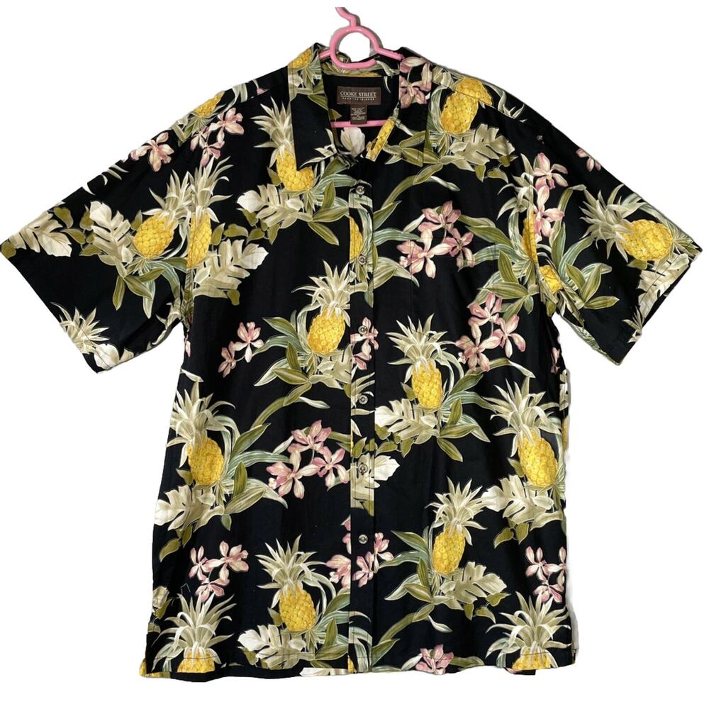 Cooke Street Hawaiian Short Sleeve Shirt Mens XL Button Up Pineapple 100% Cotton